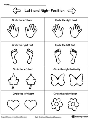 Determine the Left and Right directional position in this printable worksheet.