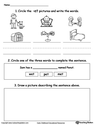 Word Recognition, Writing and Drawing: ET Words