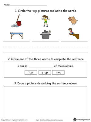 Word Recognition, Writing and Drawing: OP Words in Color