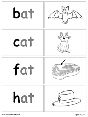 Sort and match words with this  AT Word Family printable worksheet.