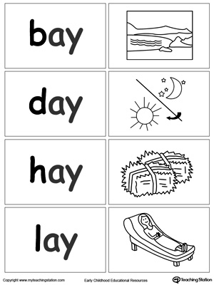 Sort and match words with this  AY Word Family printable worksheet.