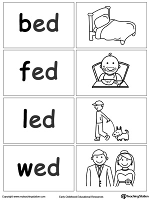Sort and match words with this  ED Word Family printable worksheet.