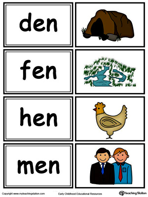 Word sorting and matching game with this EN Word Family printable worksheet in color.