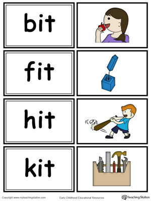 Word sorting and matching game with this IT Word Family printable worksheet in color.