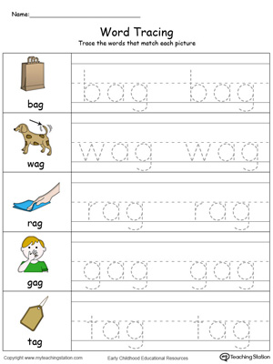 Word Tracing: AG Words in Color