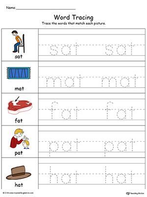 Word Tracing: AT Words in Color