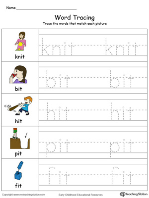 Word Tracing: IT Words in Color