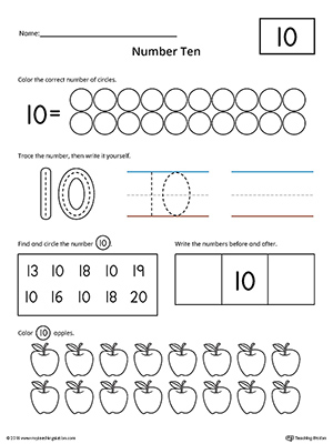 Number 10 Practice Worksheet