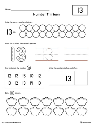 Number 13 Practice Worksheet