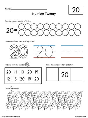 Number 20 Practice Worksheet