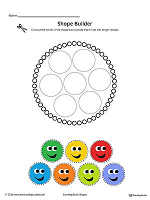 Geometric Shape Builder Worksheet: Circle (Color)