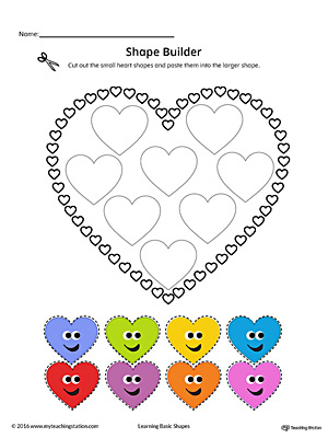 Geometric Shape Builder Worksheet: Heart (Color)