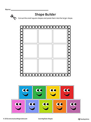 Geometric Shape Builder Worksheet: Square (Color)