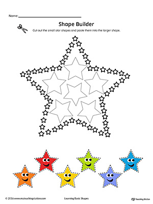 Geometric Shape Builder Worksheet: Star (Color)