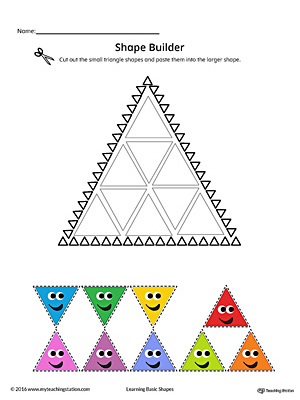 Geometric Shape Builder Worksheet: Triangle (Color)