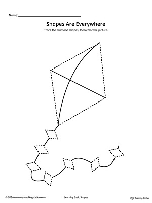 Diamond Shape Picture Tracing Worksheet