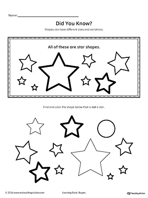Geometric Shape Sizes and Variations: Star