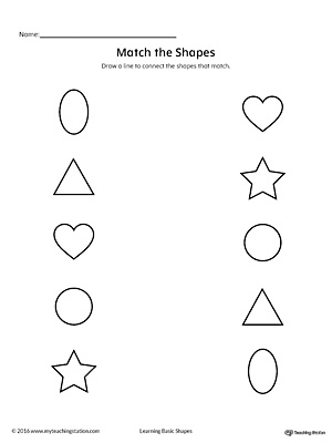 Match Geometric Shapes: Oval, Circle, Triangle, Heart, and Star
