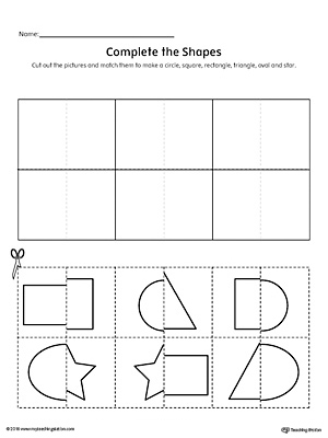 Match Shapes Cut and Paste: Rectangle, Star, Square, Triangle, Oval, Circle