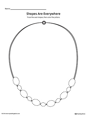 Oval Shape Picture Tracing Worksheet