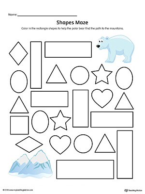 Rectangle Shape Maze Printable Worksheet (Color)