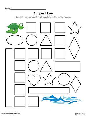 Square Shape Maze Printable Worksheet (Color)