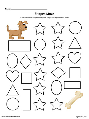 Star Shape Maze Printable Worksheet (Color)