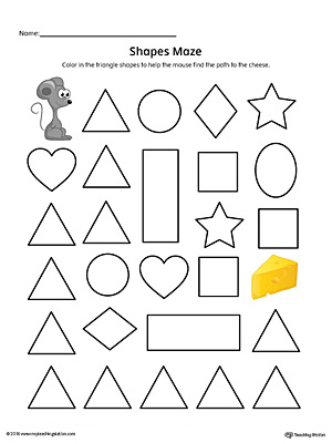Triangle Shape Maze Printable Worksheet (Color)