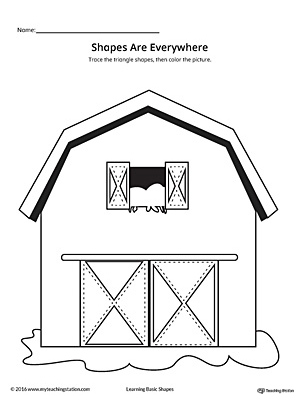 Triangle Shape Picture Tracing Worksheet