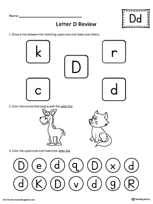 All About Letter D Printable Worksheet