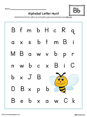 Alphabet Letter Hunt: Letter B Worksheet (Color)