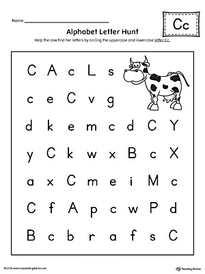Alphabet Letter Hunt: Letter C Worksheet
