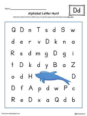 Alphabet Letter Hunt: Letter D Worksheet (Color)