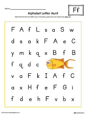 Alphabet Letter Hunt: Letter F Worksheet (Color)