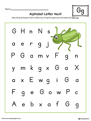 Alphabet Letter Hunt: Letter G Worksheet (Color)