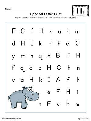 Alphabet Letter Hunt: Letter H Worksheet (Color)
