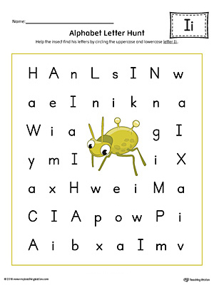 Alphabet Letter Hunt: Letter I Worksheet (Color)
