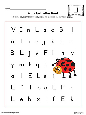 Alphabet Letter Hunt: Letter L Worksheet (Color)