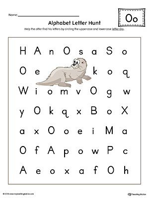 Alphabet Letter Hunt: Letter O Worksheet (Color)