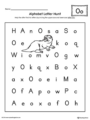 Alphabet Letter Hunt: Letter O Worksheet