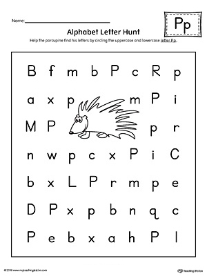 Alphabet Letter Hunt: Letter P Worksheet