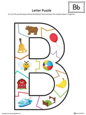 Letter B Puzzle Printable (Color)