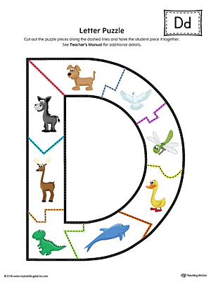 Letter D Puzzle Printable (Color)