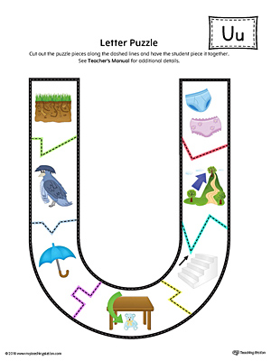 letter u puzzle printable color  myteachingstation