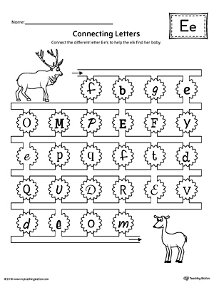 Finding and Connecting Letters: Letter E Worksheet