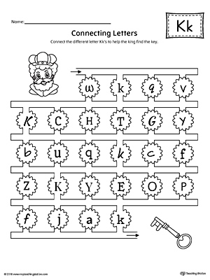 Finding and Connecting Letters: Letter K Worksheet