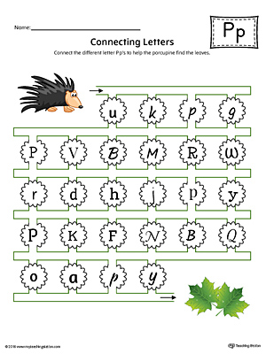This kindergarten worksheet helps students find and connect letters to practice identifying the different letter P styles.