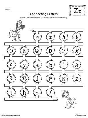 Finding and Connecting Letters: Letter Z Worksheet