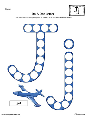 Letter J Do-A-Dot Worksheet (Color)
