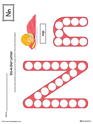 Letter N Do-A-Dot Worksheet (Color)